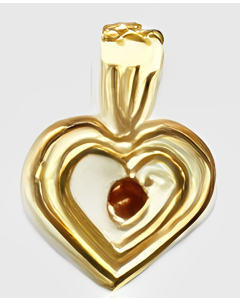 10K Yellow Gold Tiny Recursion Heart With Garnet Stone Pendant