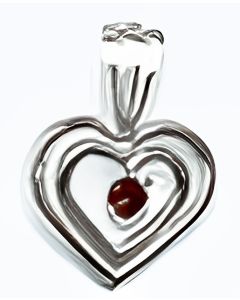 10K White Gold Tiny Recursion Heart With Garnet Stone Pendant