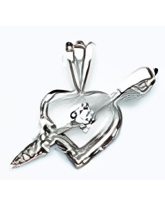 Silver Tiny Bow & Arrow C.Z. Heart Pendant
