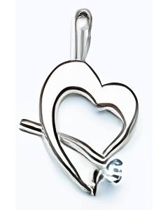 Silver Tiny C.Z. Rose Heart Pendant