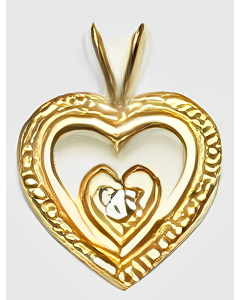 10K Yellow Gold Double  C.Z. Heart Pendant