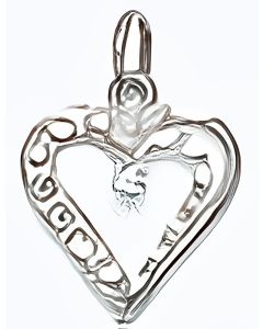 Silver Double  C.Z. Heart Pendant