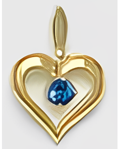 10K Yellow Gold Mini Blue Topaz Heart Pendant