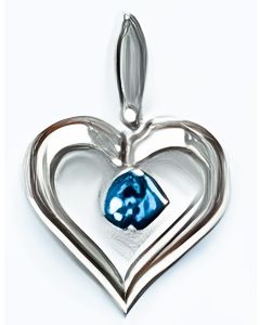 Silver Mini Blue Topaz Heart Pendant