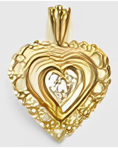 10K Yellow Gold C.Z. Double Heart on Heart Pendant