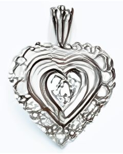 Silver C.Z. Double Heart on Heart Pendant