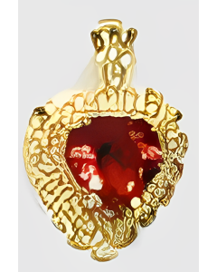 10K Yellow Gold Ruby Red Heart Pendant