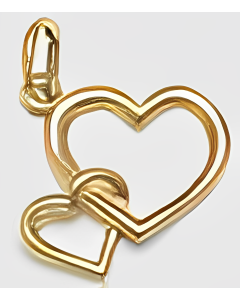 10K Yellow Gold Heart Hooked on Heart Charm