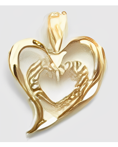 10K Yellow Gold Fancy Double Heart Pendant