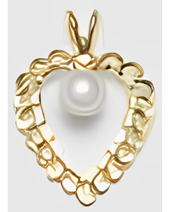 10K Yellow Gold Fancy Heart with Pearl Pendant