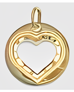10K Yellow Gold Small Heart in a Circle Charm