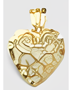 10K Yellow Gold Heart Covered in Veins Pendant