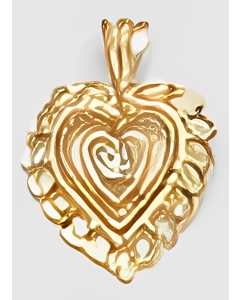 10K Yellow Gold Double Heart C.Z Pendant