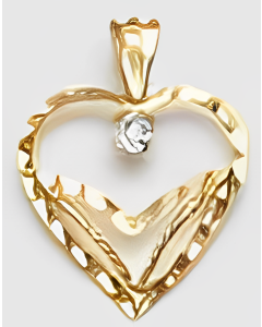 10K Yellow Gold Heart with C.Z Pendant