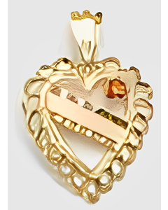 10K Yellow Gold Heart with Stone Pendant