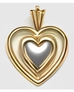 10K Two Tone Queen of Hearts Double Heart Pendant