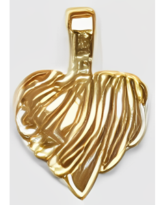 10K Yellow Gold Swirled Puffed Heart Pendant