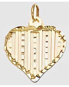 10K Yellow Gold Striped Heart Charm