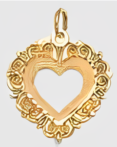 10K Yellow Gold Roses Heart Charm