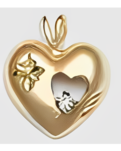 10K Yellow Gold Concaved Double Heart with C.Z Pendant