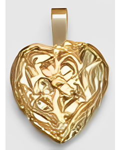 10K Yellow Gold 3D Double Sided Flowers in a Heart Pendant