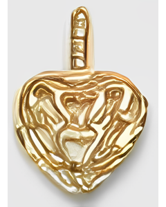 10K Yellow Gold 3D Double Sided Hearts on Hearts Pendant