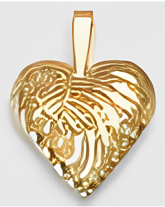 10K Yellow Gold 3D Double Sided Heart Pendant