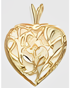 10K Yellow Gold Flower Heart Pendant