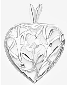 Silver Flower Heart Pendant