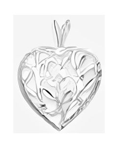 Silver Flower Heart Pendant