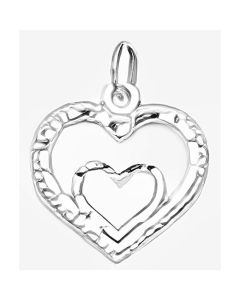 Silver Cute Double Heart Charm