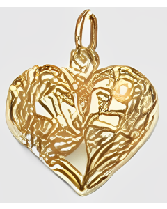 10K Yellow Gold Floral Heart Pendant