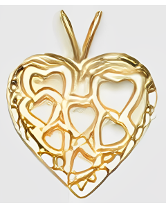 10K Yellow Gold Multiple Hearts in Heart Pendant