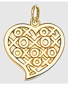 10K Yellow Gold X's & O's Heart Pendant