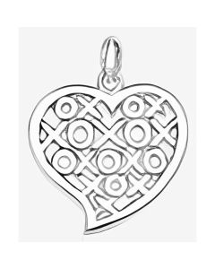 Silver X's & O's Heart Pendant