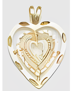 10K Yellow Gold  Recursion Triple Heart Pendant