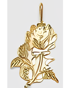 10K Yellow Gold Rose with Leaves Pendant