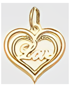 10K Yellow Gold Cute  "Love" Heart Pendant