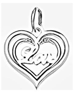 Silver Cute  "Love" Heart Pendant