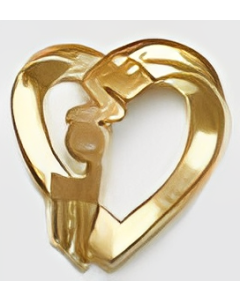 10K Yellow Gold Floating "Love" Heart Pendant