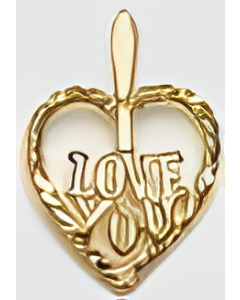 10K Yellow Gold "I Love You" Heart Pendant