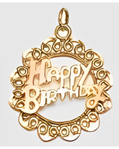 10K Yellow Gold Fancy Happy Birthday Pendant
