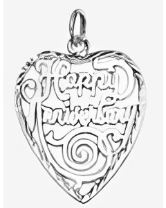 Silver Fun "Happy Anniversary" Heart Pendant