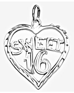 Silver  "Sweet 16"  Heart Pendant