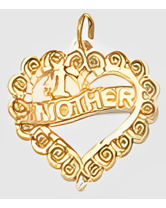 10K Yellow Gold Fancy Heart "#1 Mother" Charm