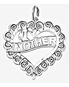 Silver Fancy Heart "#1 Mother" Charm