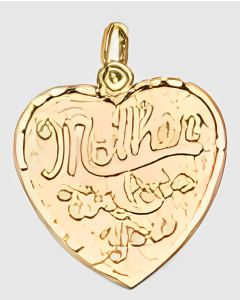 10K Yellow Gold Fancy Heart "Mother We Love You" Pendant
