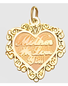 10K Yellow Gold Elegant Heart "Mother We Love You" Pendant