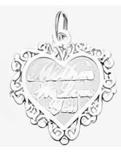 Silver Elegant Heart "Mother We Love You" Pendant