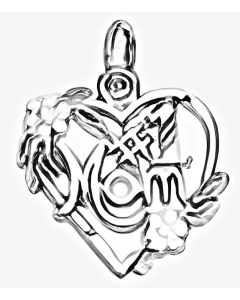 Silver Floral Heart "#1 Mom" Charm